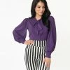 Unique Vintage Gwen Blouse - Purple