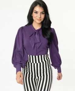 Unique Vintage Gwen Blouse - Purple