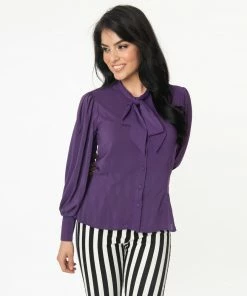 Unique Vintage Gwen Blouse - Purple