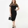 Unique Vintage Beaulieu Pencil Dress - Black