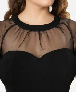 Unique Vintage Beaulieu Pencil Dress - Black