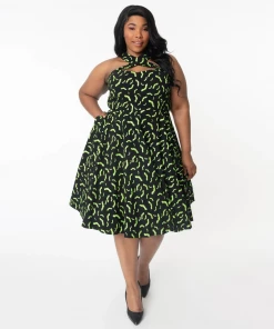 Unique Vintage Rita Green Bats Dress