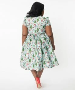 Unique Vintage Cora Swing Dress - Forest Gnome Scene