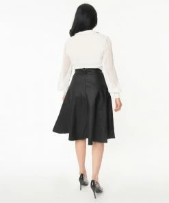 Unique Vintage Vivien Vegan Leather Retro Swing Skirt