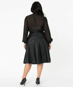 Unique Vintage Vivien Vegan Leather Retro Swing Skirt