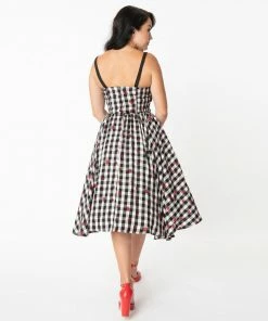Unique Vintage Golightly Strawberry Gingham Swing Dress