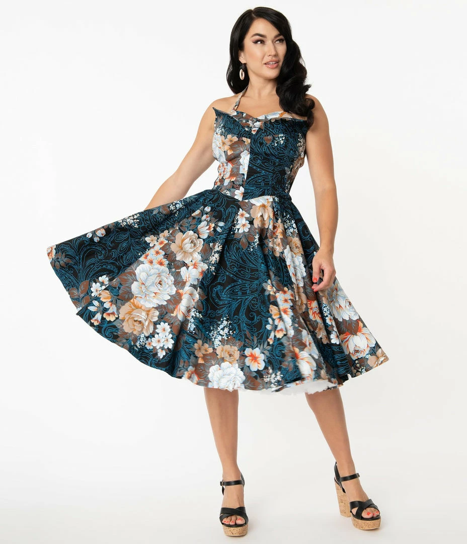 Unique Vintage Orchard Navy Floral Swing Dress 3 Unique Vintage Orchard Navy Floral Swing Dress