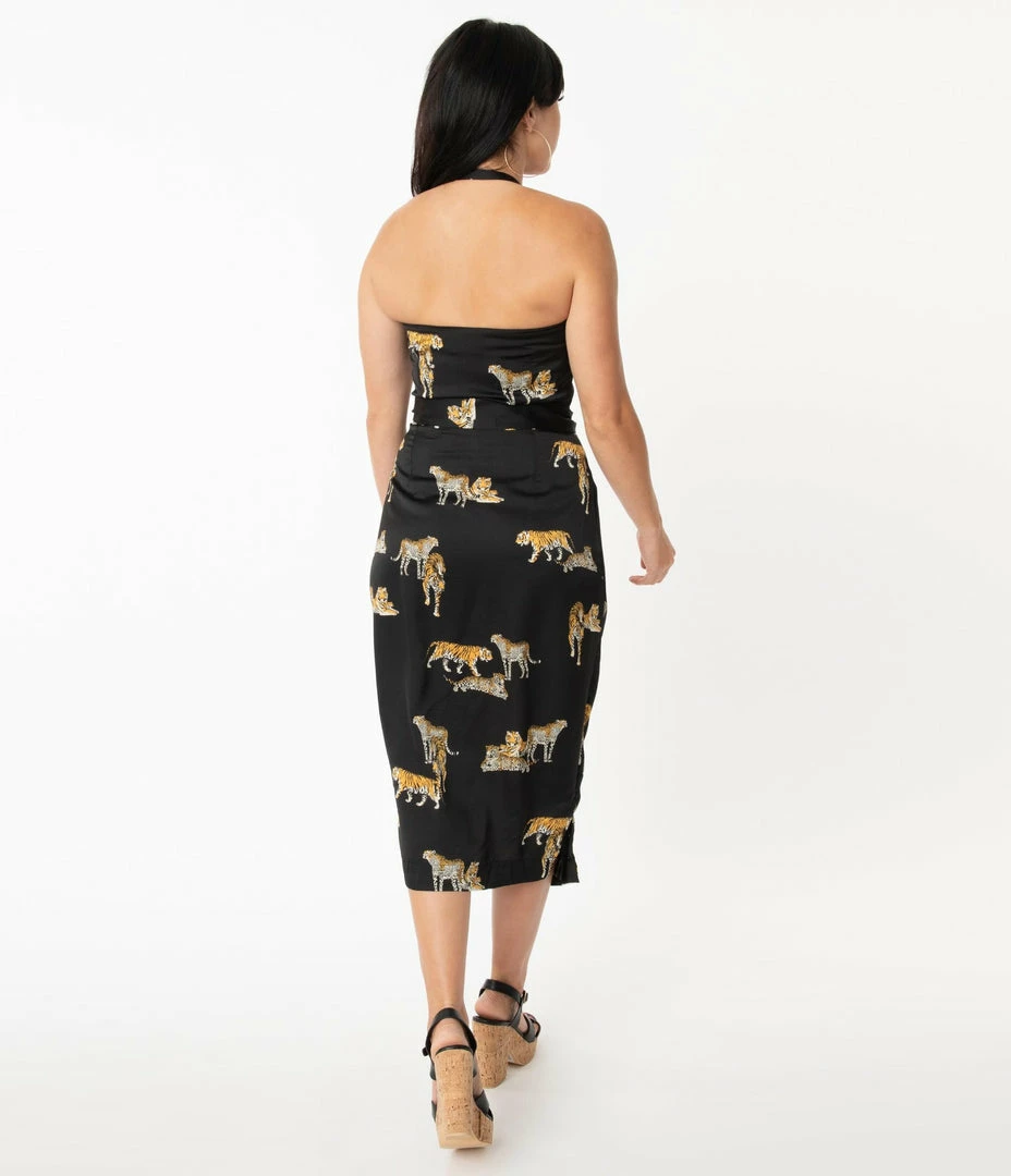 Unique Vintage Leilani Black Tiger Sarong Dress 4 Unique Vintage Leilani Black Tiger Sarong Dress