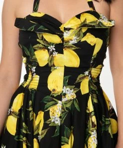 Unique Vintage Orchard Lemon Swing Dress