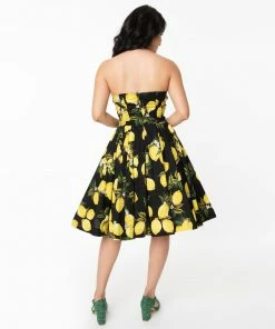 Unique Vintage Orchard Lemon Swing Dress