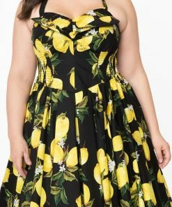Unique Vintage Orchard Lemon Swing Dress
