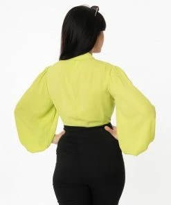 Unique Vintage Gwen Blouse - Chartreuse 10 Unique Vintage Gwen Blouse - Chartreuse