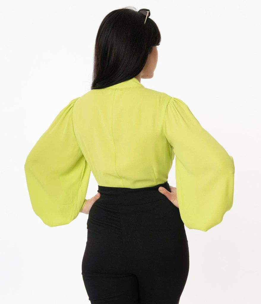 Unique Vintage Gwen Blouse - Chartreuse 5 Unique Vintage Gwen Blouse - Chartreuse