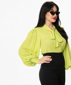 Unique Vintage Gwen Blouse - Chartreuse