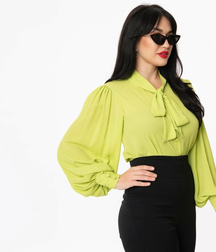 Unique Vintage Gwen Blouse - Chartreuse 4 Unique Vintage Gwen Blouse - Chartreuse