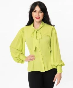 Unique Vintage Gwen Blouse - Chartreuse 11 Unique Vintage Gwen Blouse - Chartreuse