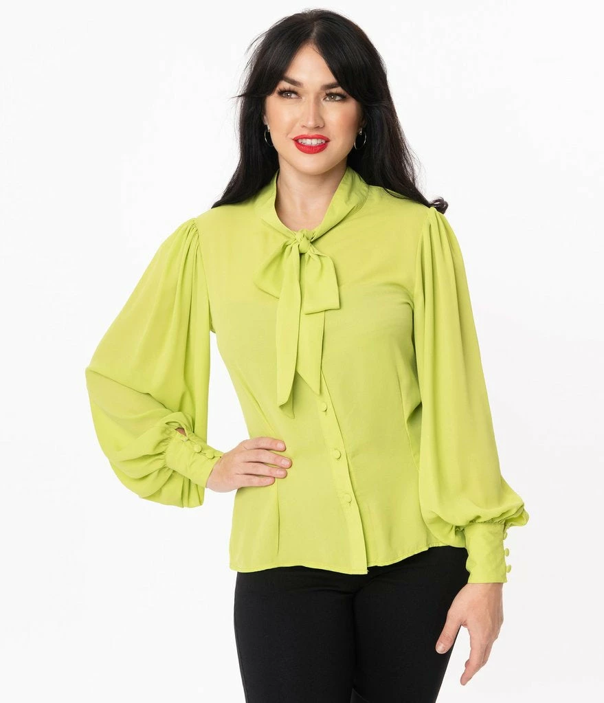 Unique Vintage Gwen Blouse - Chartreuse 6 Unique Vintage Gwen Blouse - Chartreuse