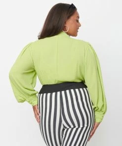 Unique Vintage Gwen Blouse - Chartreuse 12 Unique Vintage Gwen Blouse - Chartreuse