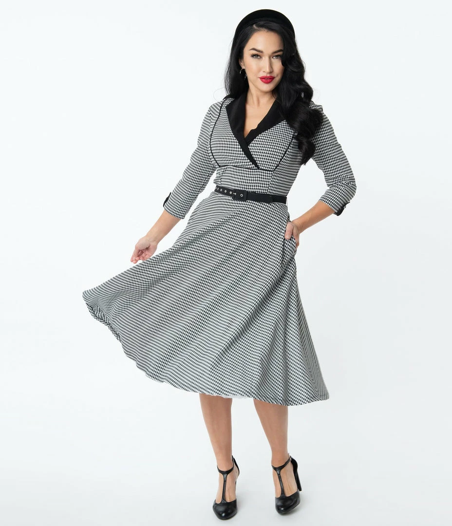 Unique Vintage Trudy Houndstooth Swing Dress 4 Unique Vintage Trudy Houndstooth Swing Dress