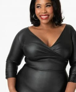 Unique Vintage Lyddie Vegan Leather Wiggle Dress