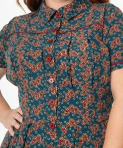 Unique Vintage Springfield Paisley Teal Swing Dress 12 Unique Vintage Springfield Paisley Teal Swing Dress