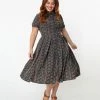 Unique Vintage Springfield Paisley Teal Swing Dress