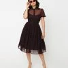 Unique Vintage Hollie Black & Red Hearts Swing Dress