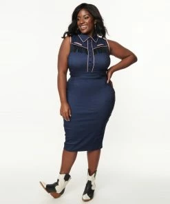 Unique Vintage Western Fringed Wiggle Dress