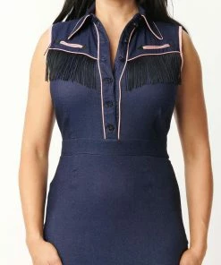 Unique Vintage Western Fringed Wiggle Dress