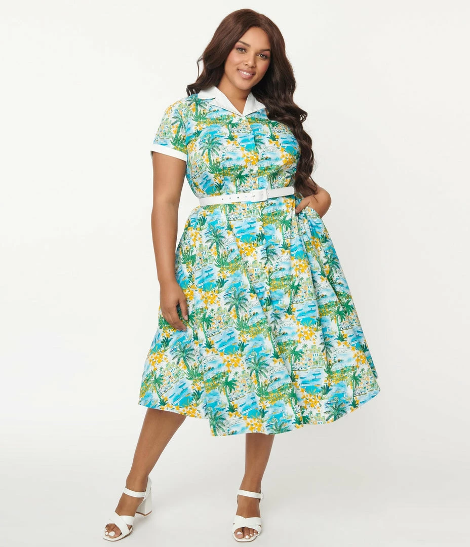 Unique Vintage Alexis Seaside Print Dress 7 Unique Vintage Alexis Seaside Print Dress