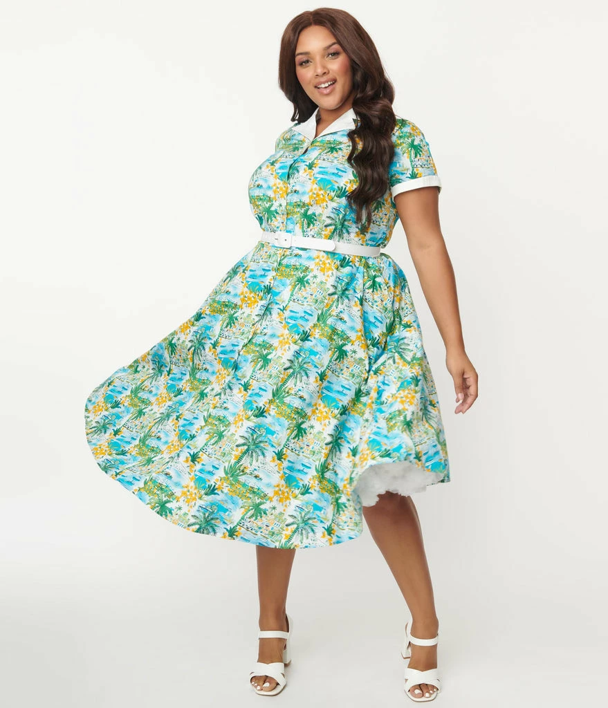 Unique Vintage Alexis Seaside Print Dress 8 Unique Vintage Alexis Seaside Print Dress