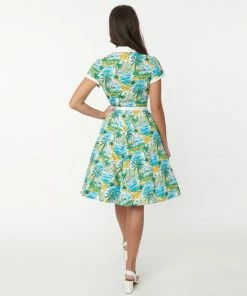 Unique Vintage Alexis Seaside Print Dress