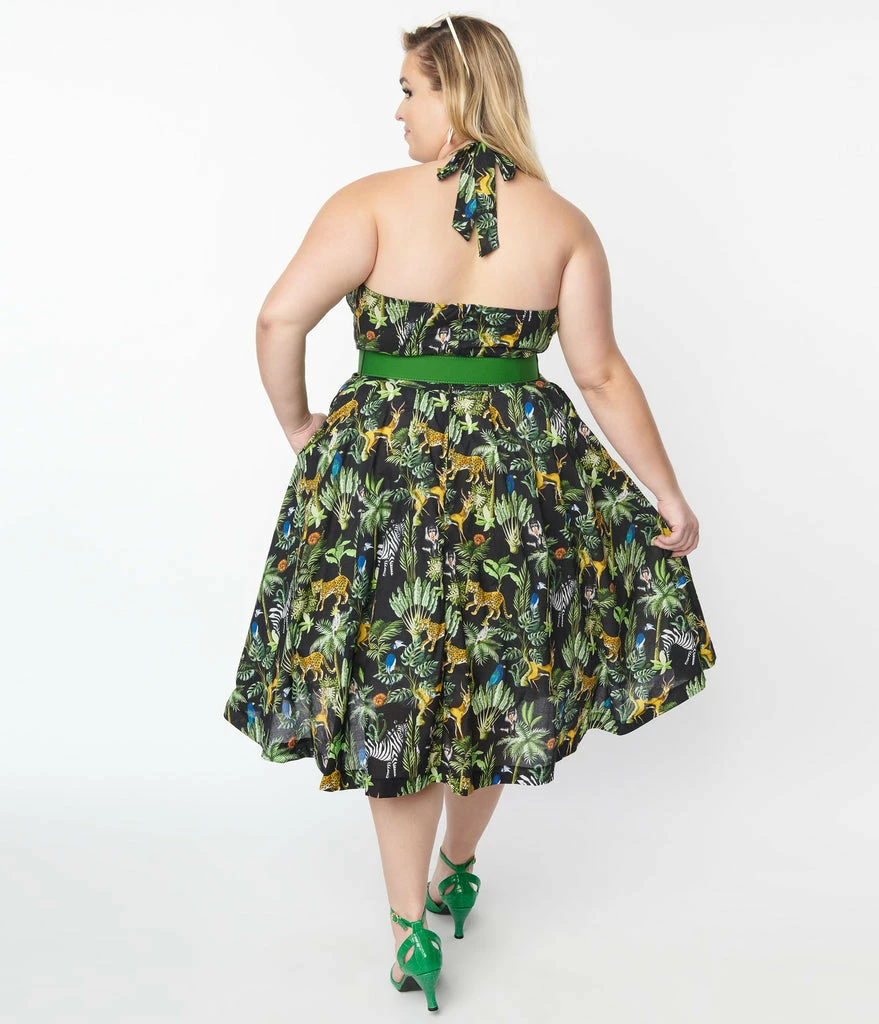 Unique Vintage Tarrytown Hostess Jungle Print Dress 7 Unique Vintage Tarrytown Hostess Jungle Print Dress