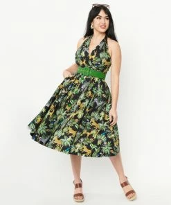 Unique Vintage Tarrytown Hostess Jungle Print Dress
