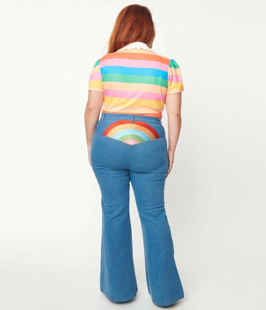 Unique Vintage Rainbow Embroidered Bellbottom Jeans 10 Unique Vintage Rainbow Embroidered Bellbottom Jeans