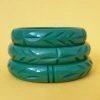 Accessories Bow & Crossbones Elsie Carved Fakelite Bangle - Green