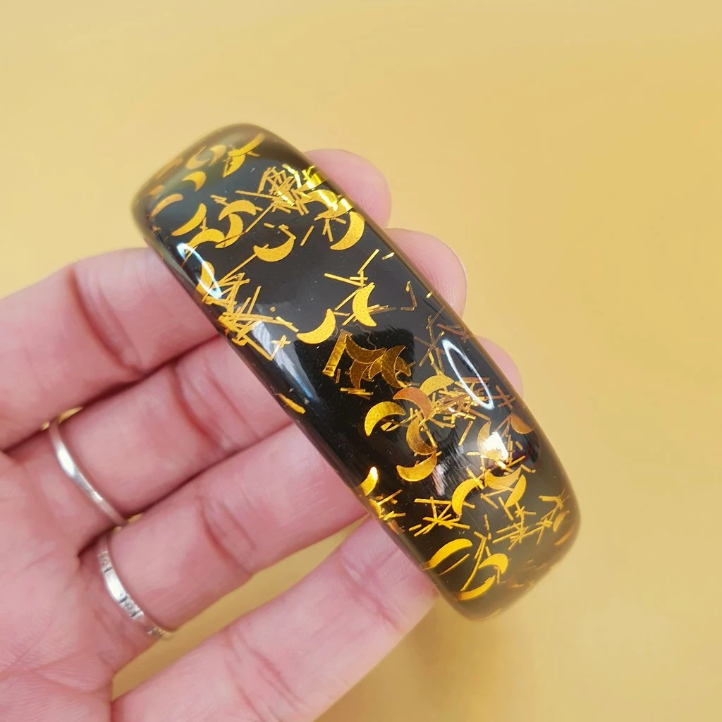 Bow & Crossbones Billie Lucite Confetti Bracelet - Black Russian Accessories 4 Bow & Crossbones Billie Lucite Confetti Bracelet - Black Russian Accessories