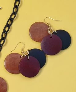 Bow & Crossbones Nanette Wooden Disk Earrings - Browns Accessories