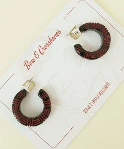 Bow & Crossbones Kane Wicker 2 Tone Hoop Stud Earrings - Lava Accessories