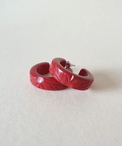 Bow & Crossbones Ivy Vines Hoop Earrings - Red Accessories