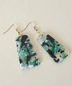 Bow & Crossbones Marcella Earrings - Green, Black & White Accessories