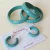 Bow & Crossbones Elsie Carved Fakelite Bangle - Seafoam
