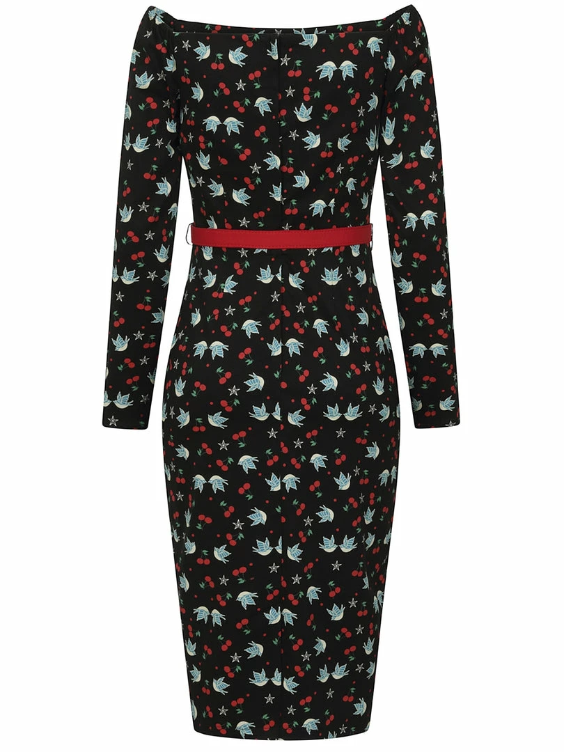 Collectif Meg Swallows & Cherries Pencil Dress 4 Collectif Meg Swallows & Cherries Pencil Dress
