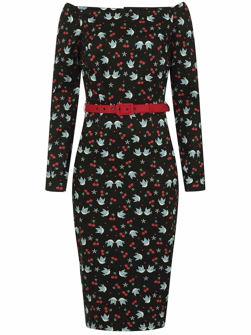 Collectif Meg Swallows & Cherries Pencil Dress 3 Collectif Meg Swallows & Cherries Pencil Dress