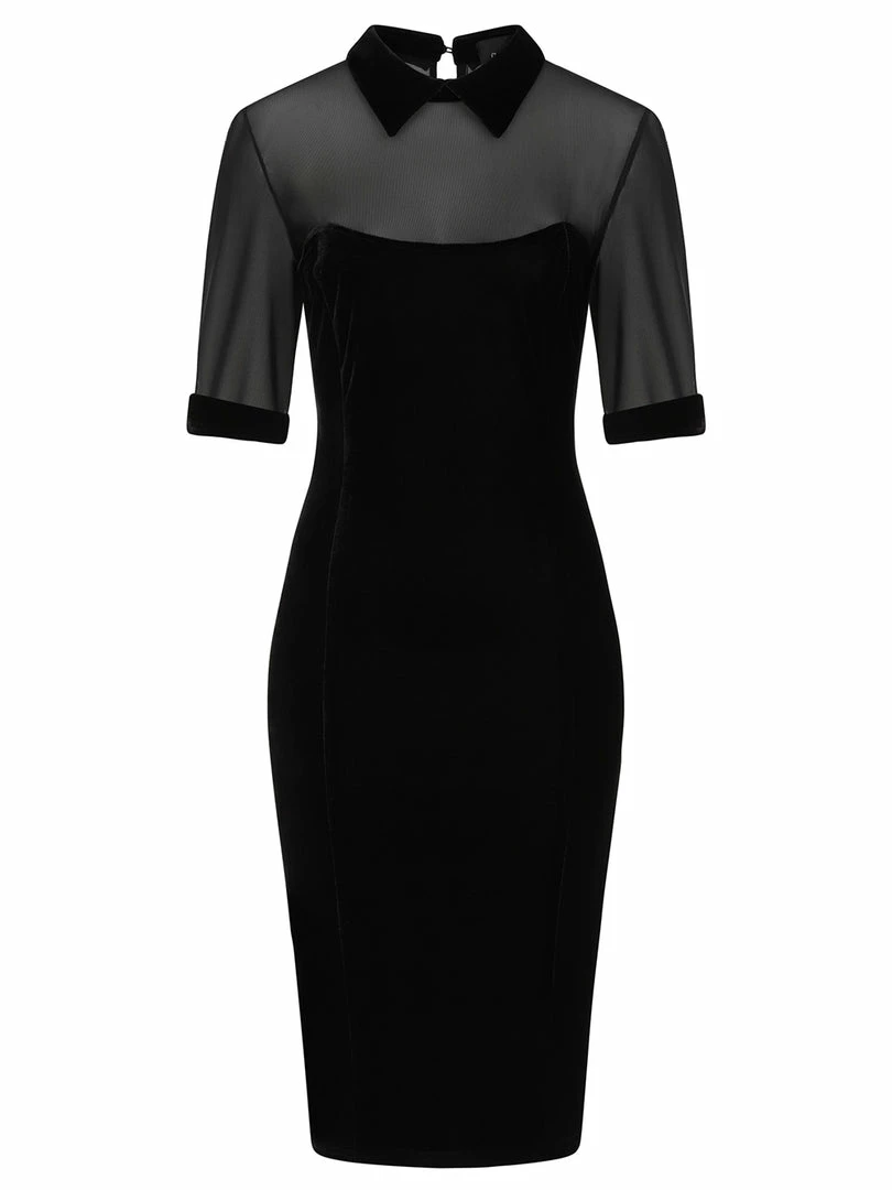 Collectif Wednesday Velvet Pencil Dress 8 Collectif Wednesday Velvet Pencil Dress