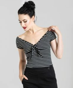 Hell Bunny Hannah Top - Black/Ivory
