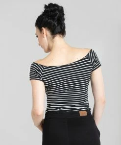 Hell Bunny Hannah Top - Black/Ivory
