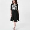 Unique Vintage Black Skeleton Bones Graves Swing Dress 1 Unique Vintage Black Skeleton Bones Graves Swing Dress