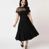 Unique Vintage Shirelle Swing Dress - Black
