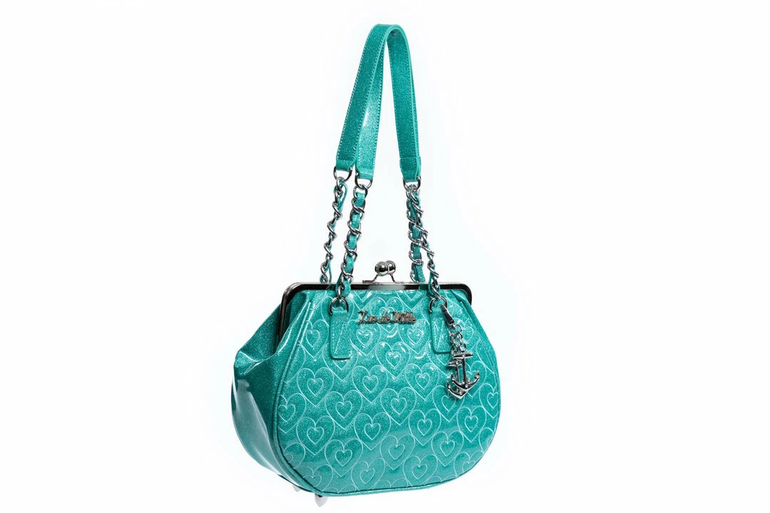 Lux De Ville Ahoy Kiss Lock Bag - Mermaid Blue Sparkle 3 Lux De Ville Ahoy Kiss Lock Bag - Mermaid Blue Sparkle
